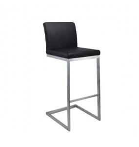 Connor Minimalist Leather Bar Stool with Steel Base