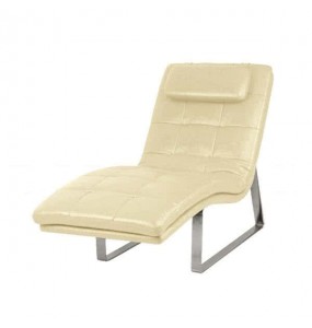 Ettore Leather Chaise Lounge Chair with Steel Frame