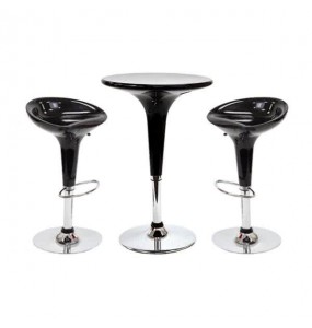 Silvia Round Adjustable Bar Table and Silvia Adjustable Bar Stool Combo Set - Set of 2 - Black