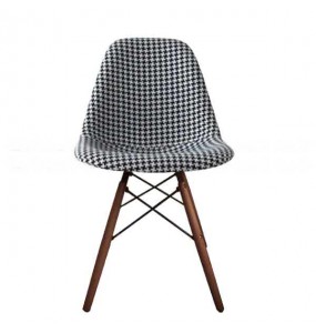 Stockroom Walnut Dsw Style Houndstooth Pattern Fabric Dining Chair