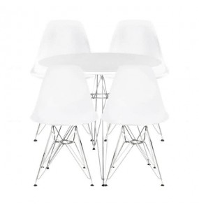 Stockroom Eiffel Round Dining Table and Stockroom Eiffel Dsr Dining Chair Combo Set - White