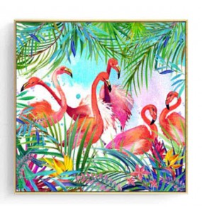 Stockroom Artworks - Square Canvas Wall Art - Six Flamingos - More Sizes