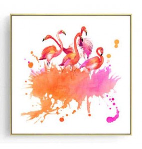 Stockroom Artworks - Square Canvas Wall Art - Flamingos - More Sizes