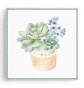 Stockroom Artworks - Square Canvas Wall Art - Potted Rosette with Flowers - More Sizes