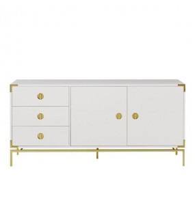 Fabrizio White Sideboard Cabinet with Brass Detail