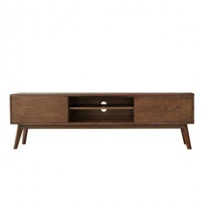 Polemi Solid Oak Wood TV Cabinet - Walnut Color