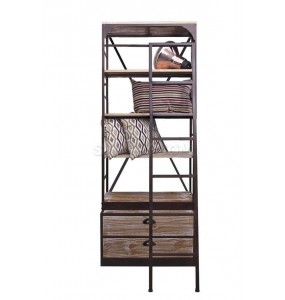 Eiffel Industrial Slim Bookshelf - Low (with ladder)