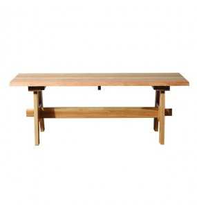 Dixon Solid Oak Wood Trestle Based Bench