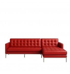 Florence Knoll Style Leather Sofa - L Shape