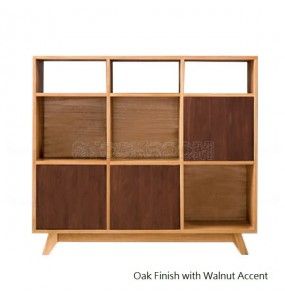 Grant Living Room Side Cabinet - Oak Finish with Walnut Accent