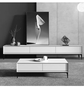 Nordic White TV Cabinet with Metal Base