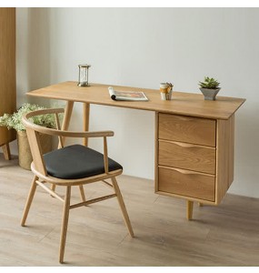 Sindri Solid Oak Wood Desk with 3 Drawers