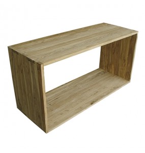 Solid Recycled Elm Wood Storage Cube / Side Table - Large