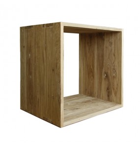 Solid Recycled Elm Wood Storage Cube / Side Table - Square