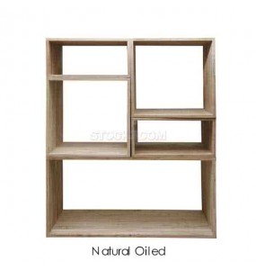 Solid Recycled Elm Wood Storage Shelf