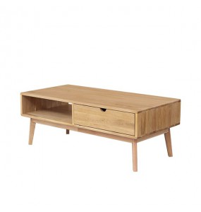 Stefan Solid Oak Wood Coffee Table with Drawer