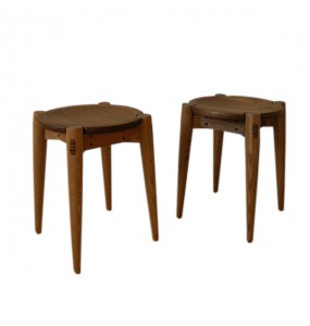 Terance Solid Oak Wood Round Stool