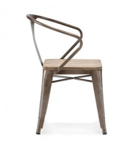 Xavier Pauchard Tolix Style Armchair - Elm Wood - Stackable Chair