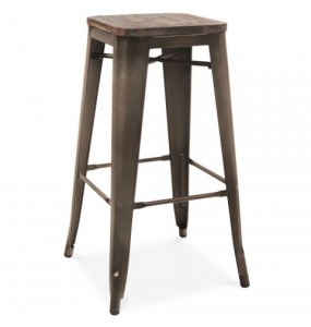 Xavier Pauchard Tolix Style Bar Stool (Wooden Top)