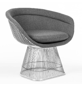 Warren Platner Style Wire Dining Chair upholstered