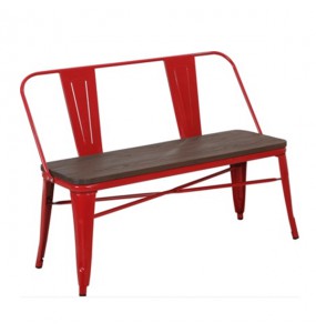 Xavier Pauchard Tolix Style Bench with Back (Elm Seat)