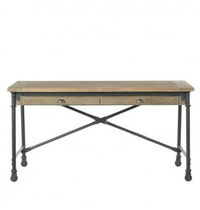 Chloe Industrial Loft Style Solid Wood Table with Drawers