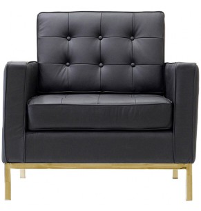 Florence Knoll Style Armchair Brass Base