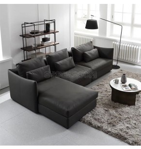 Boston Leather Feather Down Sofa - L Shape / Sectional Sofa