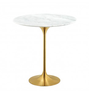 Tulip Style Marble Side Table With Brass Base