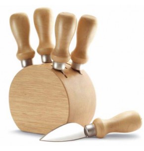 6-Piece Cheese Knives Set with Wood Handles