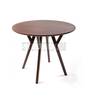 Danko Solid Oak Wood Round Table - Walnut