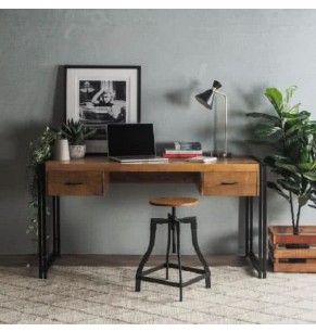 Manhattan Vintage Industrial Style Solid Wood Study desk by Stockroom