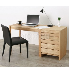 Alton Solid Oak Wood Desk with Drawers