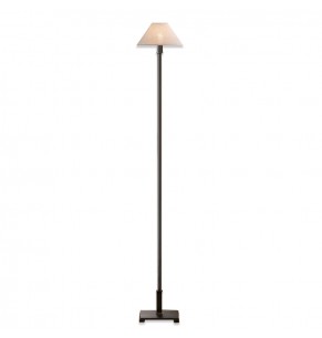 Aria Candlestick Black Floor Lamp With White Linen Shade