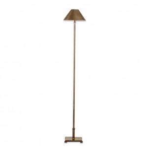 Aria Candlestick Brass Floor Lamp With Metal Shade