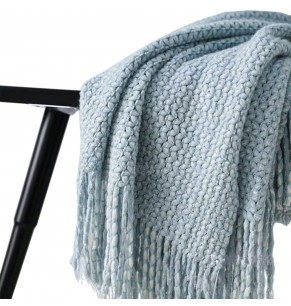 Arthur Style Light Blue Knitted Throw 