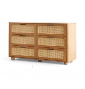 Aspen Rattan Woven Solid Wood 6 Drawers Dresser Sideboard Cabinet