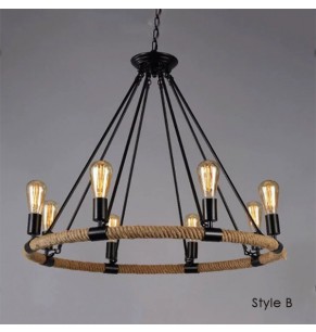 Gaston Loft Style Industrial Rope Pendant Lamp