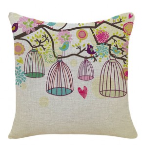 Bird Cage Linen Cushion