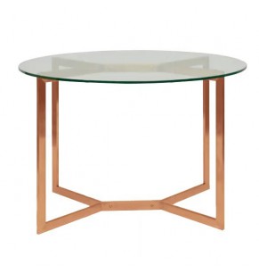 Bolster Round Glass Dining Table - Rose Gold Base