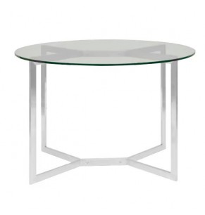 Bolster Round Glass Dining Table - Silver Base