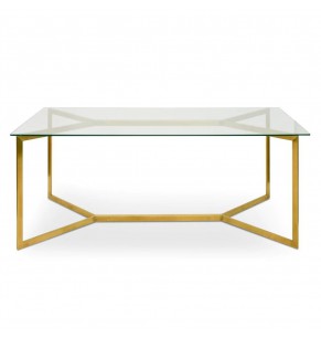 Bolster Glass Rectangle Dining Table - Gold Base
