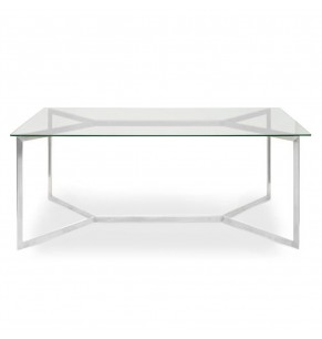 Bolster Glass Rectangle Dining Table - Silver Base