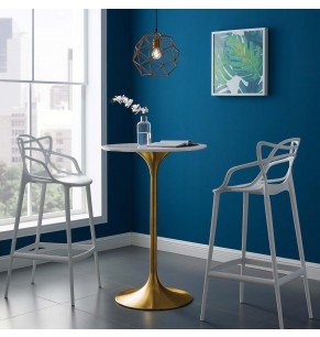 Eero Saarinen Tulip Style Bar Table With Brass Base