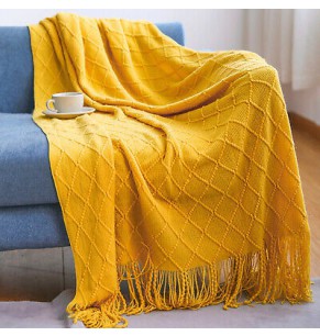 Catalina Style Knitted Throw - Yellow