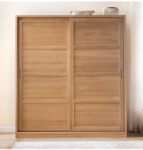 Cubic Solid Oak Sliding Door Wardrobe