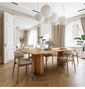 Clover Solid Oak Wood Dining Table