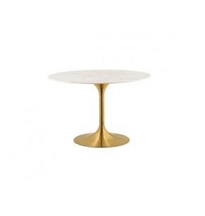 Eero Saarinen Tulip Style Round Coffee Table With Brass Base - Marble