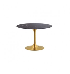 Eero Saarinen Tulip Style Round Coffee Table With Brass Base - Marble