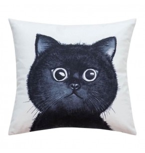 Confused Black Cat Cushion
